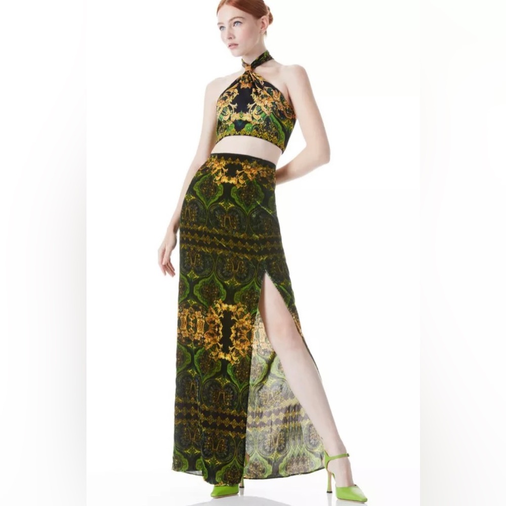 alice and olivia knotted halter top and maxi skirt set NWT S, 2